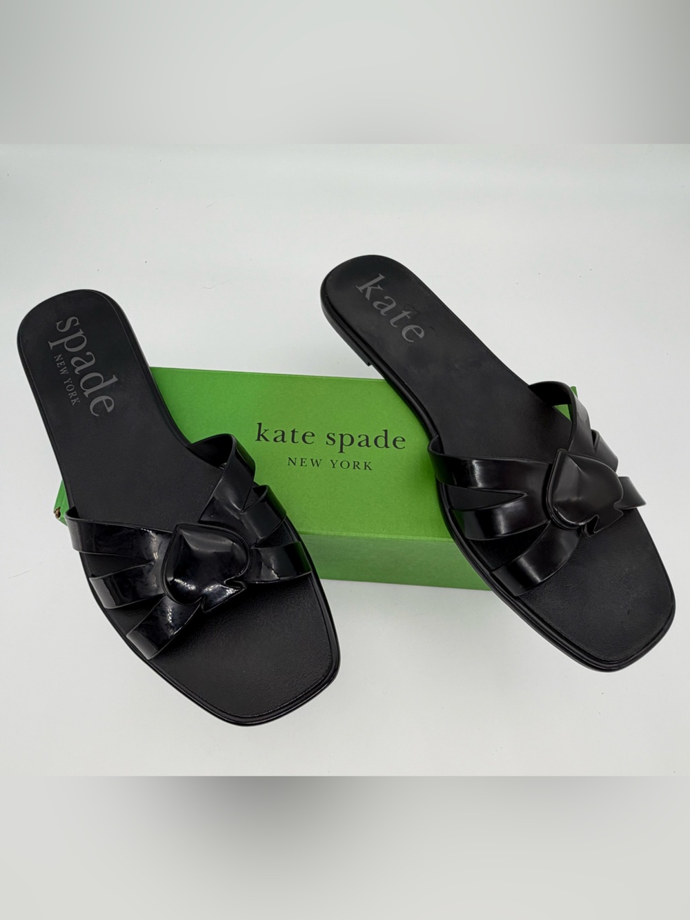 Kate Spade Sculpted Spade Jelly Sandals Black Size 11 Slide Slip On NWB